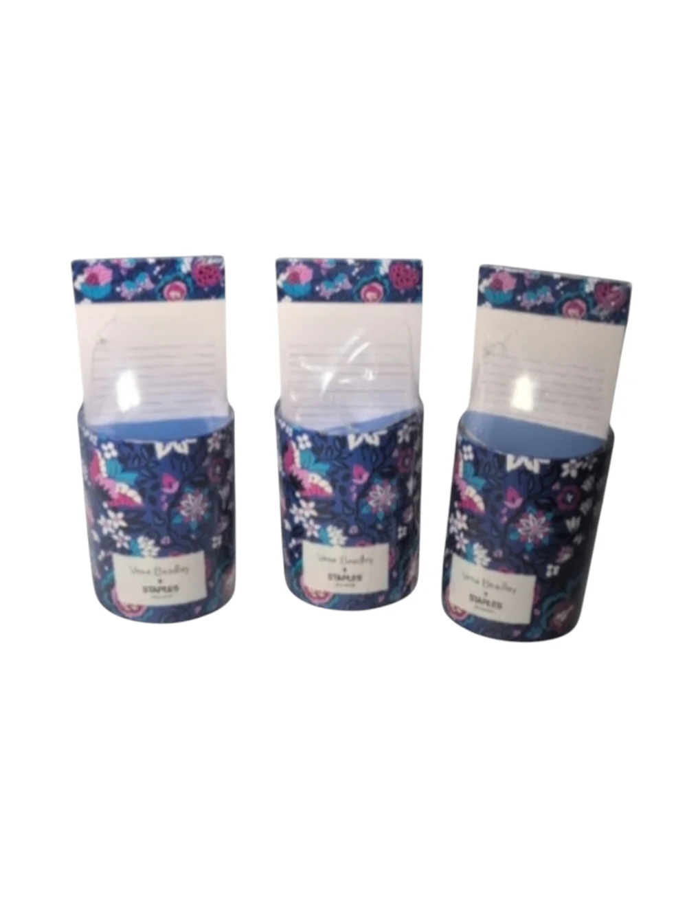 Vera Bradley X Staples Set of 3 Pen Cups & Magnetic Note Pad Sets in Bloom Berry